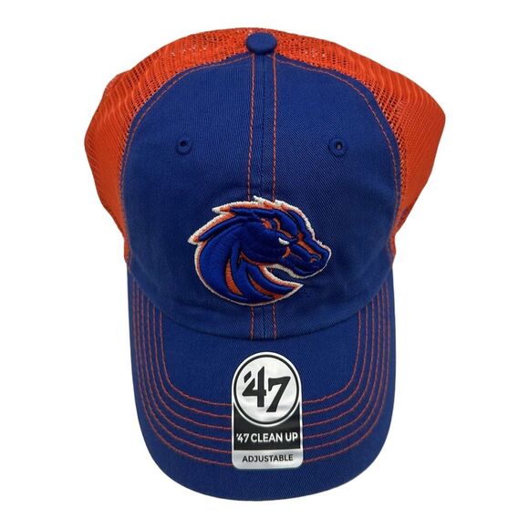 '47 Brand Boise State Broncos Hat Cap Blue Orange Trucker Clean Up SnapBack Mesh - Picture 2 of 6